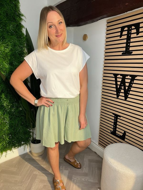 Linen Palazzo Shorts - Khaki
