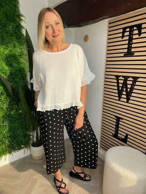 Polka Dot Culotte Trousers - Black & White
