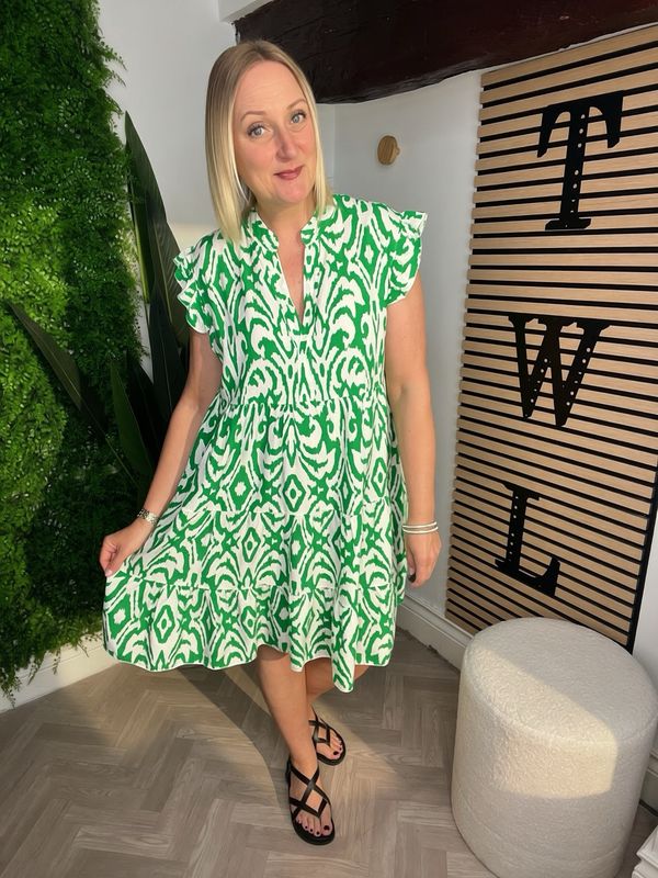 Smock Style Dress - Green