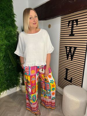 Tropical Floaty Trousers - Pink Mix