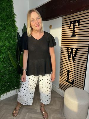 Polka Dot Culotte Trousers - White & Black Polka Dot Culotte Trousers - White & Black