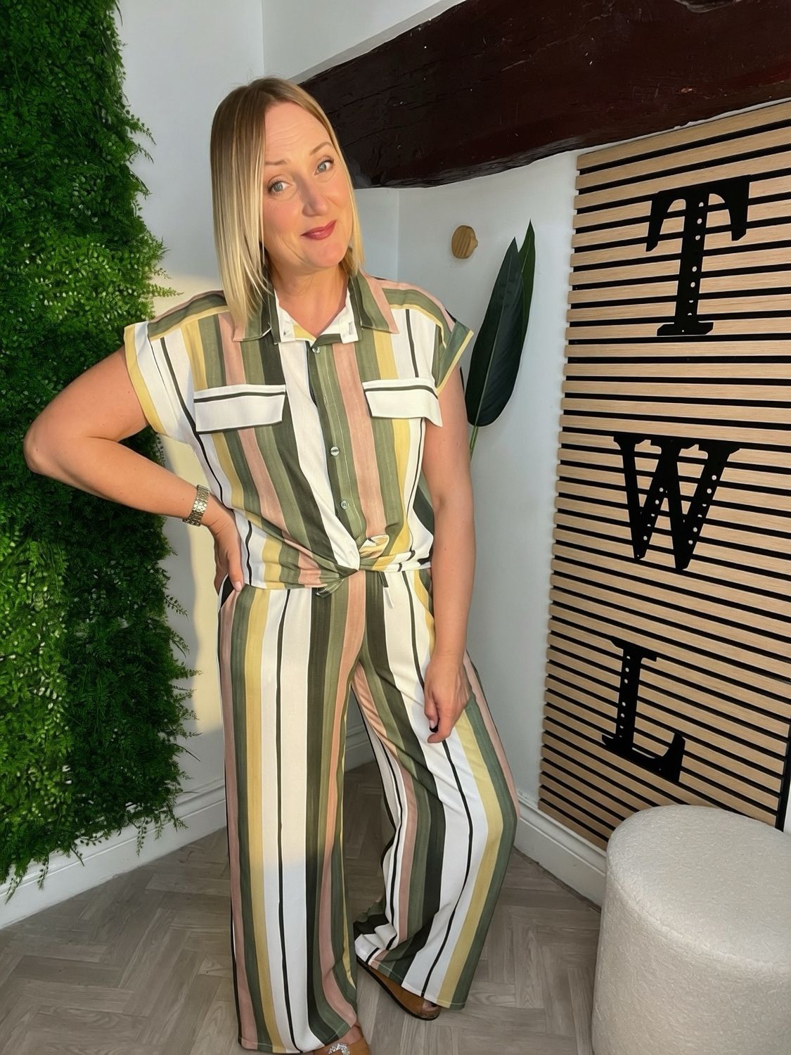 Stripe Co-ord - Khaki Mix