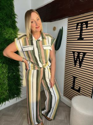 Stripe Co-ord - Khaki Mix Stripe Co-ord - Khaki Mix