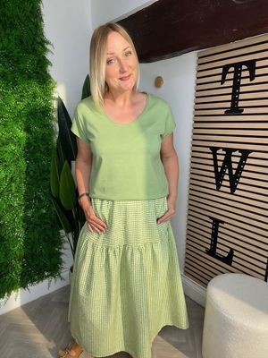 Gingham Skirt - Olive