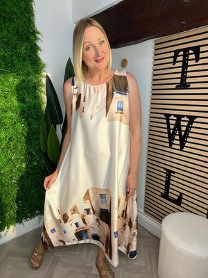 Santorini Satin Feel Loose Dress -