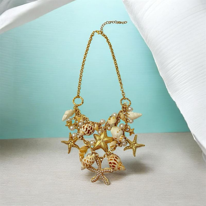 Seashell Multi Strand Necklace - Gold & Cream