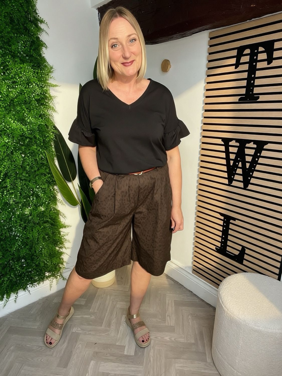Leopard Print Bermuda Shorts - Coffee Leopard Print Bermuda Shorts - Coffee