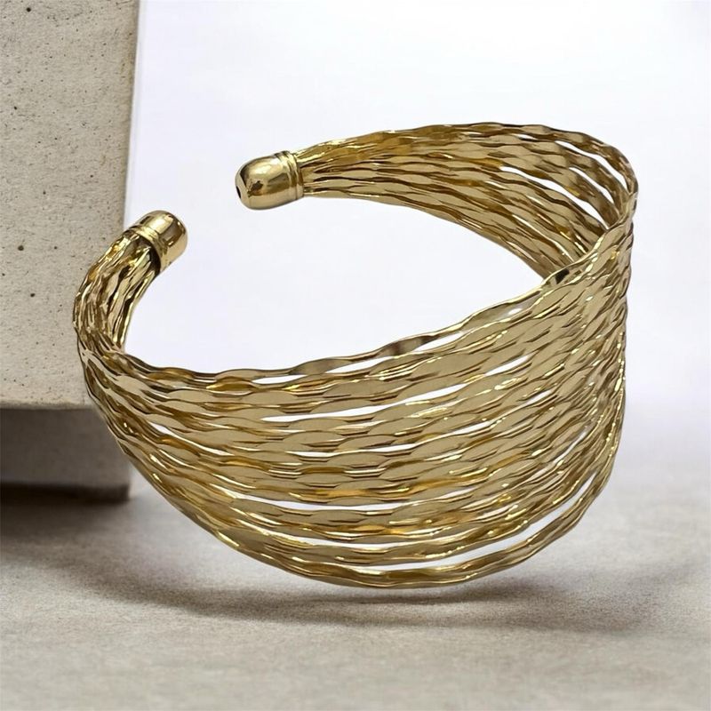 Multi Strand Cuff Bracelet- Gold