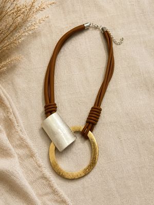 Mixed Metal Necklace On Rubber Strands