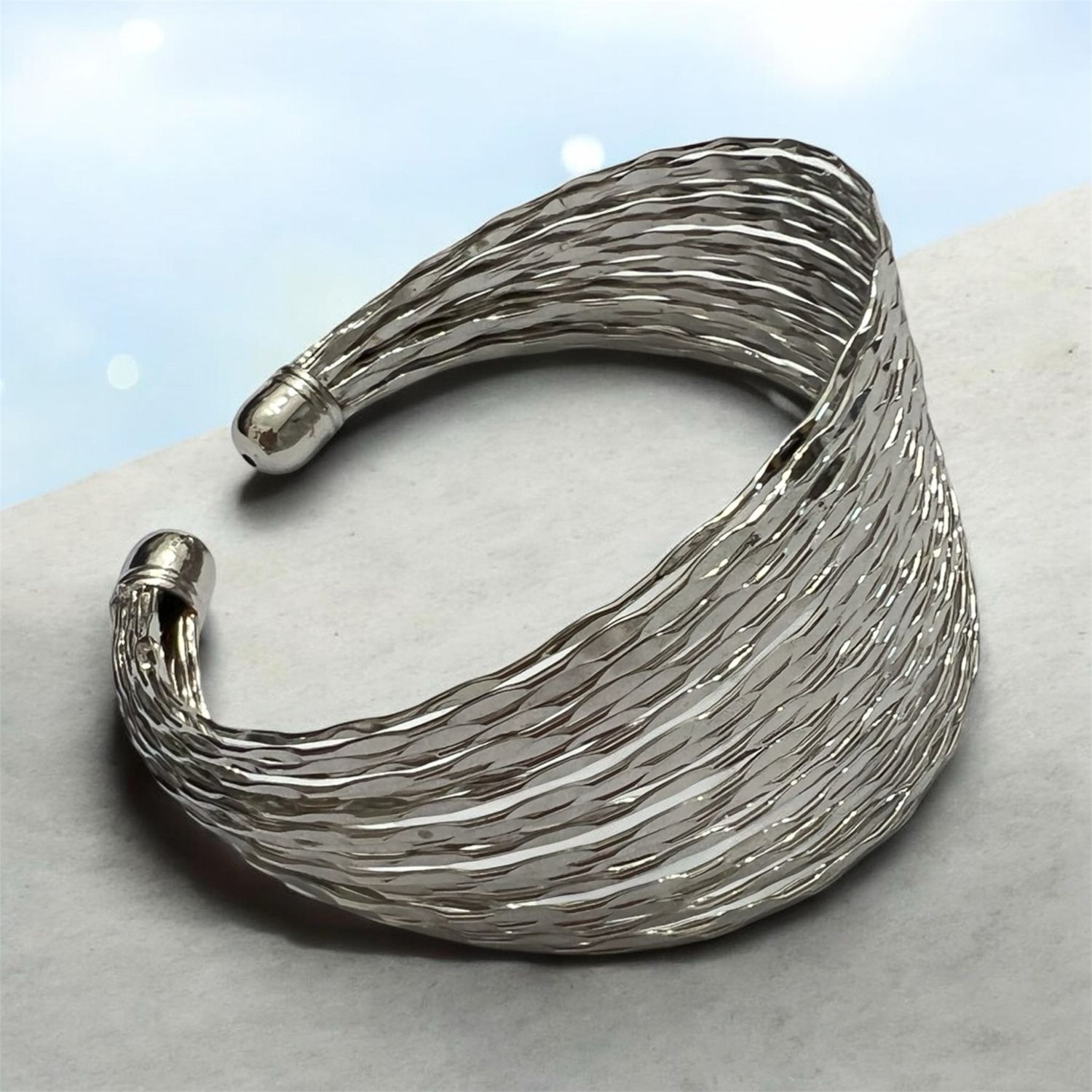 Multi Strand Cuff Bracelet- Silver