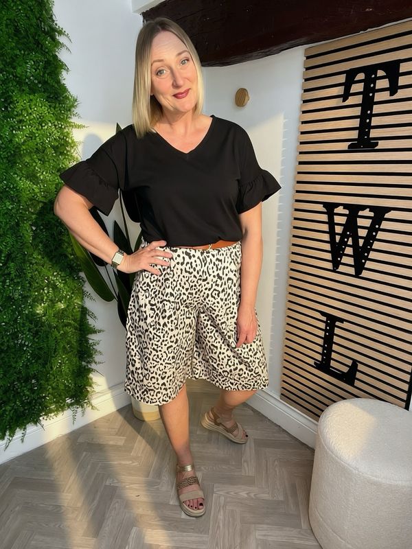 Leopard Print Bermuda Shorts - Latte