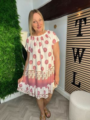 Bardot Large Dotted Dress - Pink Mix