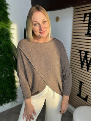 Cross Front Jumper Reversible - Coffee
