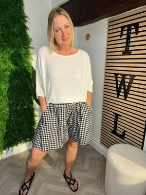 Gingham Floaty Shorts - Black