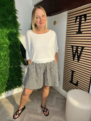 Gingham Floaty Shorts - Choc