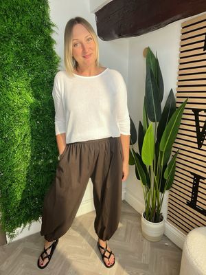 Cuffed 100% Cotton Trousers - Coffee Cuffed 100% Cotton Trousers - Coffee