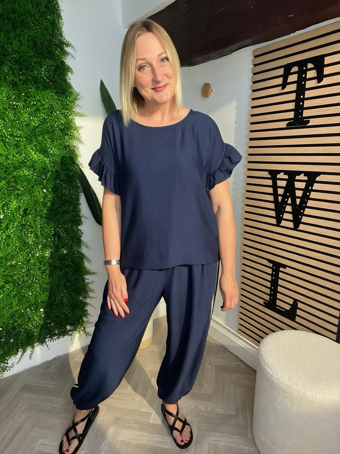 Tuxedo Stripe & Frill Co-ord - Navy Tuxedo Stripe & Frill Co-ord - Navy