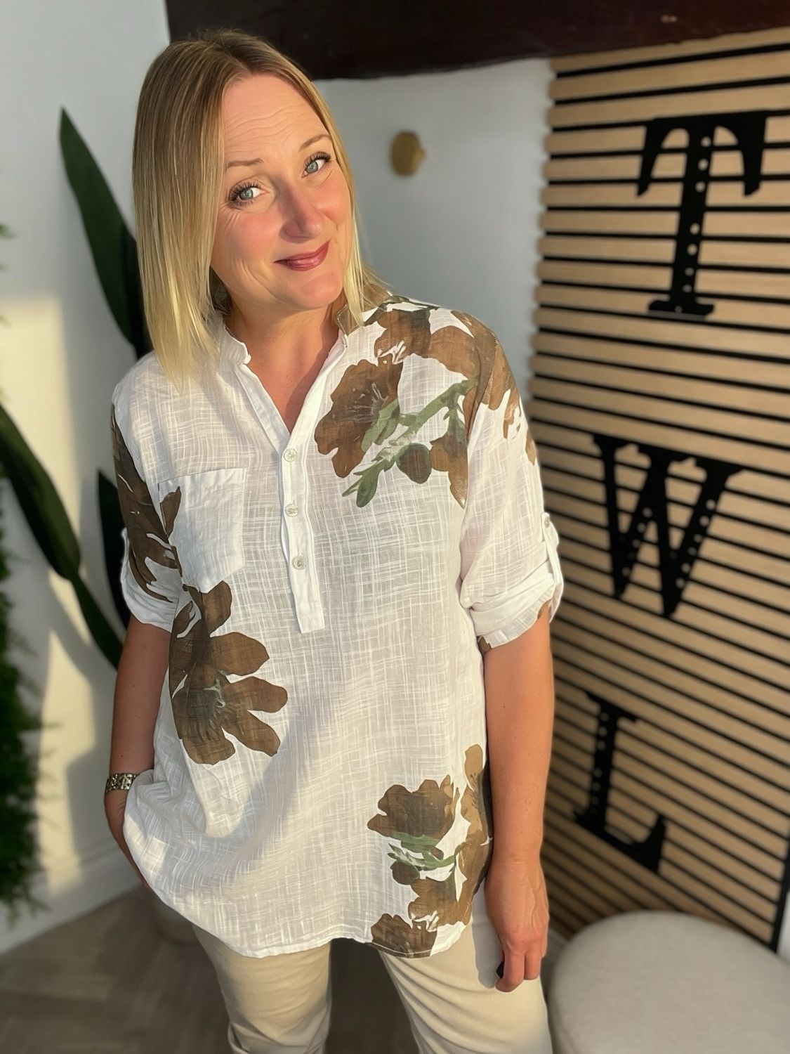 Patterned Cotton Top - White Choc Floral Patterned Cotton Top - White Choc Floral