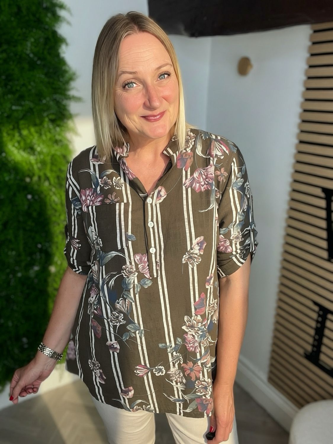 Patterned Cotton Top - Chocolate Mix