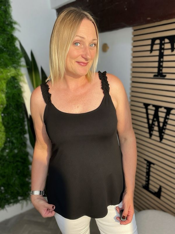 Loose Hem Vest Top - Black