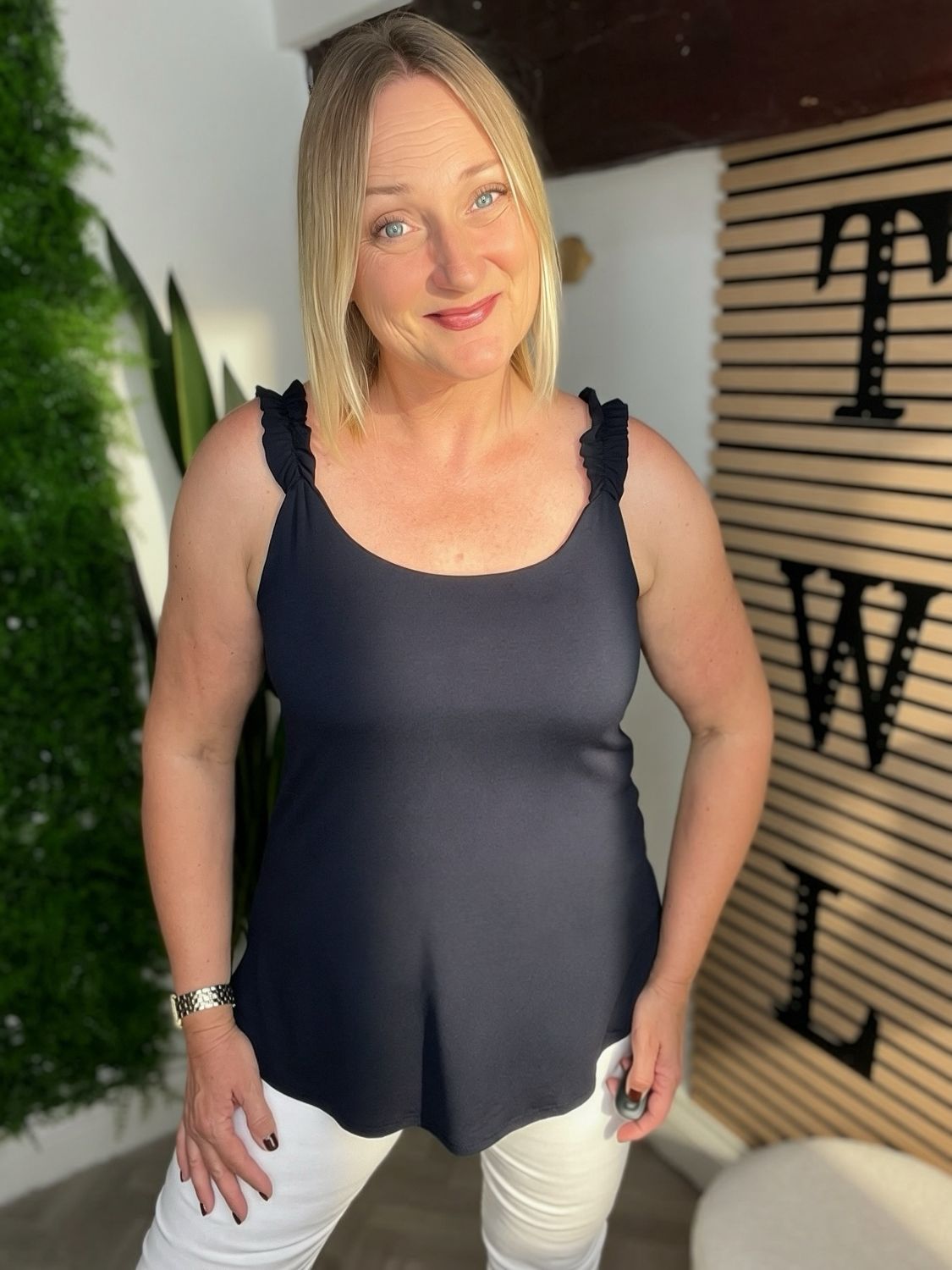 Loose Hem Vest Top - Navy