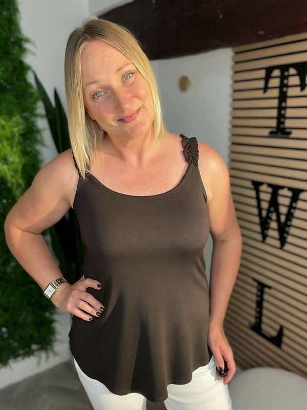 Loose Hem Vest Top - Chocolate