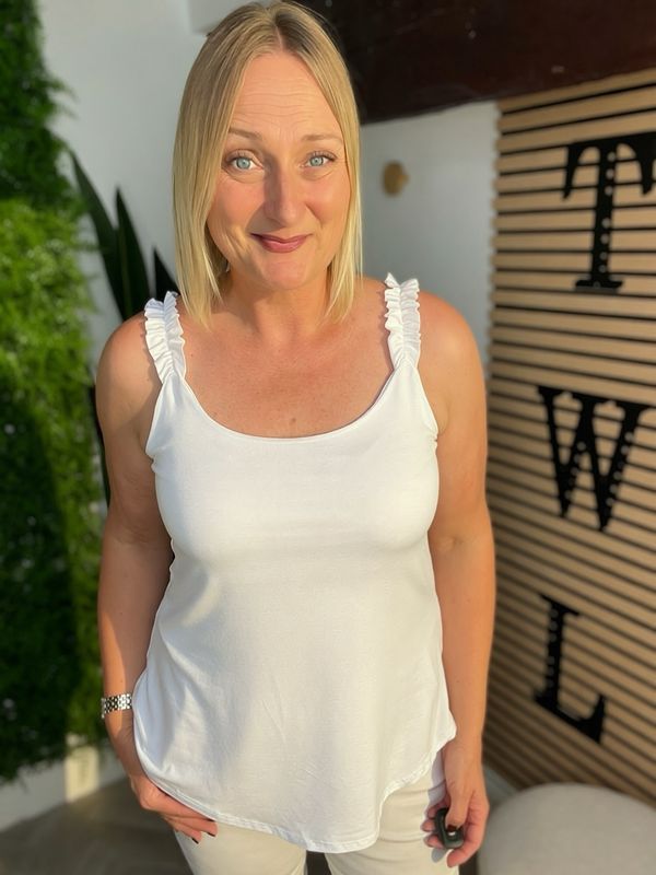 Loose Hem Vest Top - White
