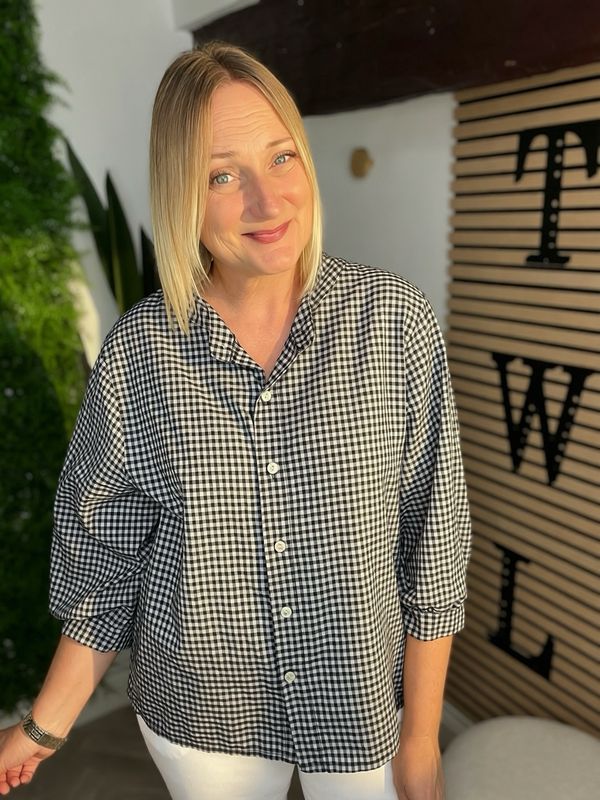Gingham Shirt - Black & Soft Grey