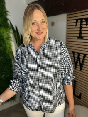 Gingham Shirt - Navy & White