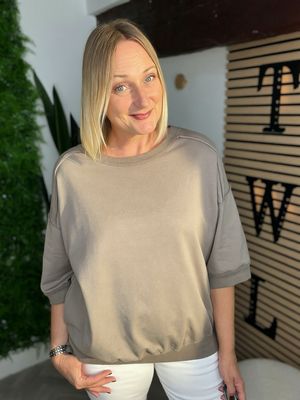 Short Sleeve Sweatshirt- Taupe