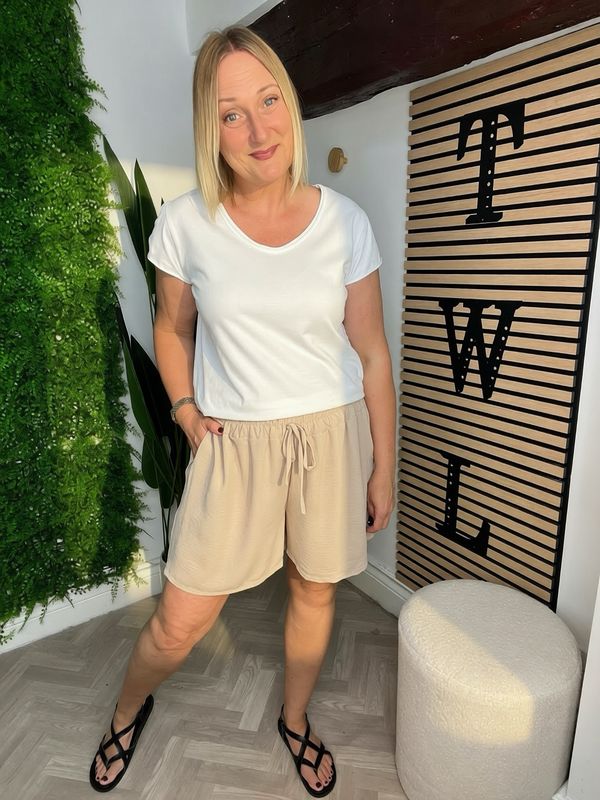 Loose Leg Shorts - Stone