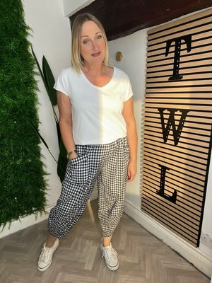 Lola  Gingham Trouser - Navy