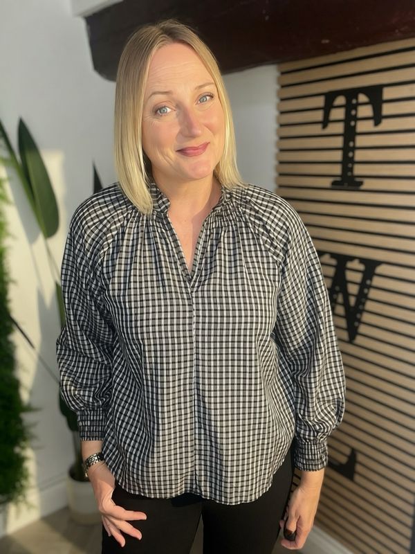 Checkered Blouse/ Top - Black