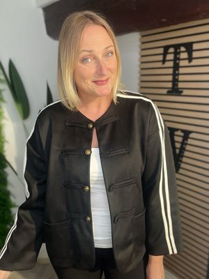 Suedette Military Jacket - Black