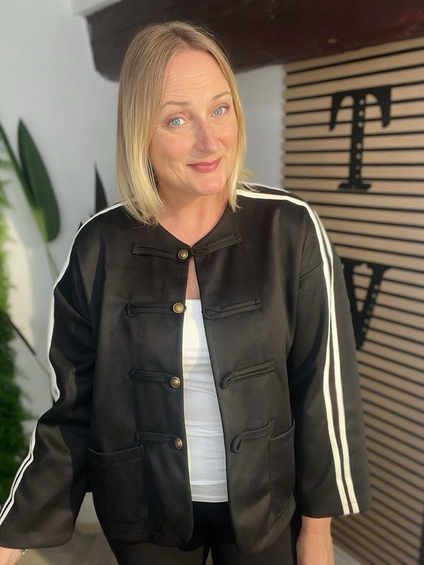 Suedette Military Jacket - Black