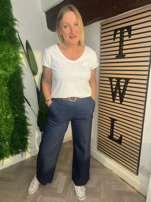 Wide Leg With Turn Up Jean A Mid Blue