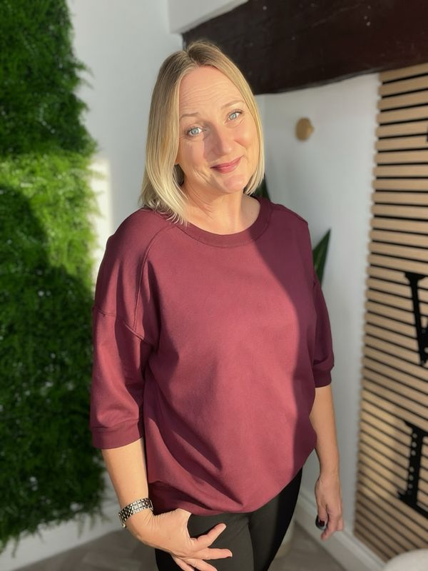 Short Sleeve Sweatshirt- Wine