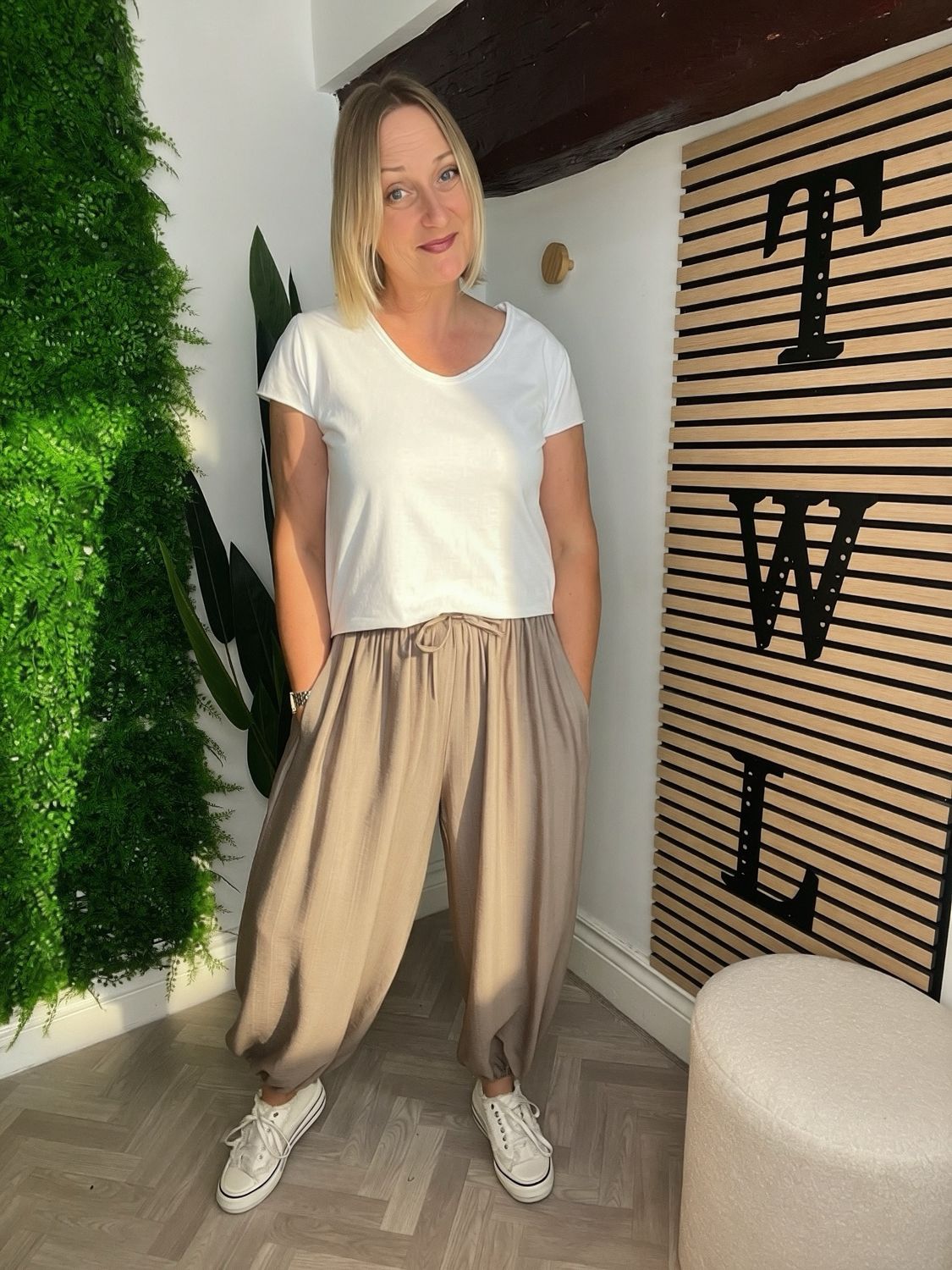 Cuffed Loose Leg Trousers - Clay