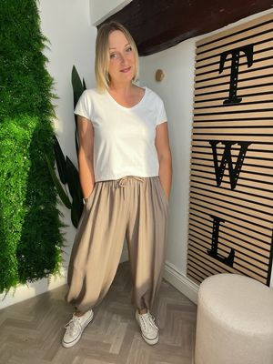 Cuffed Loose Leg Trousers - Clay