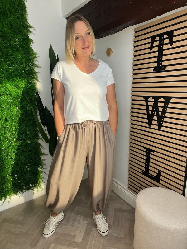 Cuffed Loose Leg Trousers - Clay