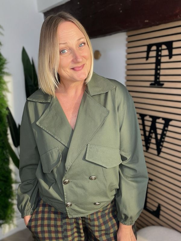 Double Breasted Short Jacket - Khaki