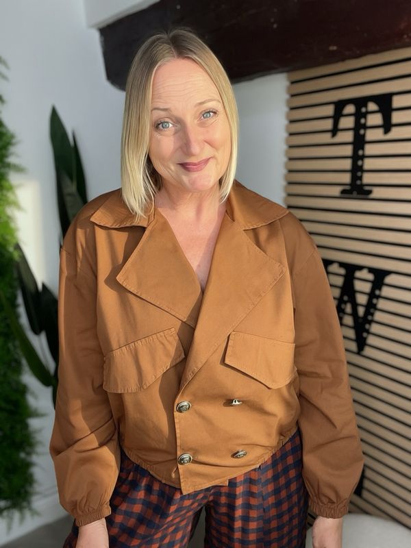 Double Breasted Short Jacket - Rust
