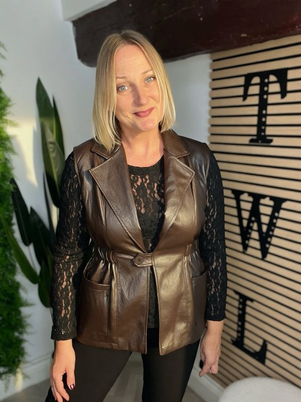 Faux Leather Gilet - Chocolate