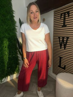 Soft Jersey Barrel Leg Trouser - Claret