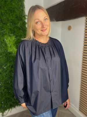 Loose Swing Style Shirt - Navy Loose Swing Style Shirt - Navy