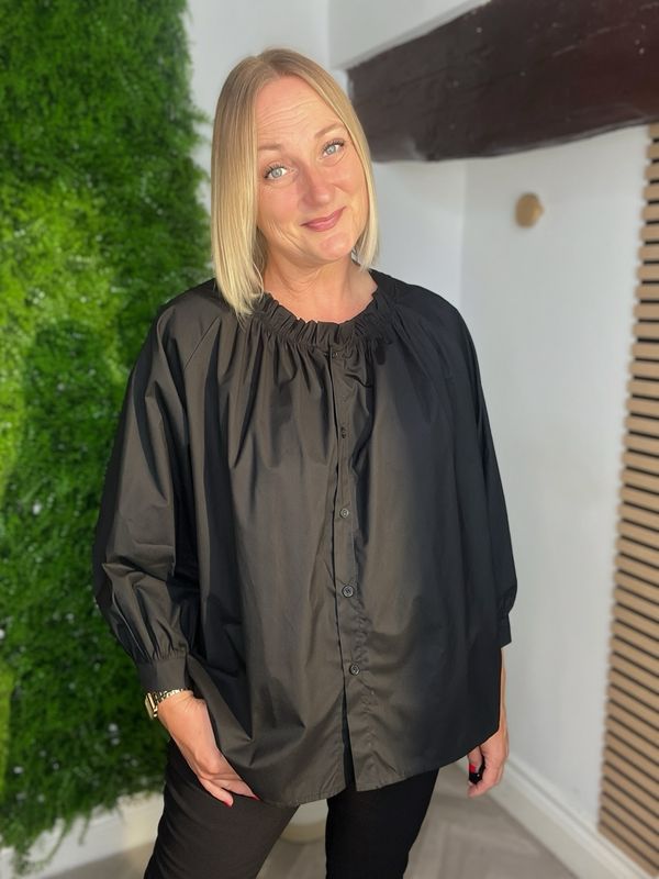 Loose Swing Style Shirt - Black Loose Swing Style Shirt - Black
