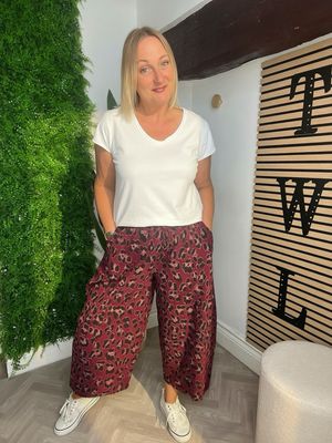 Barrel Leg Pin Corduroy- Animal Claret