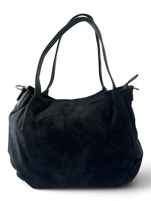 Suedette Feel Shoulder Bag - Black