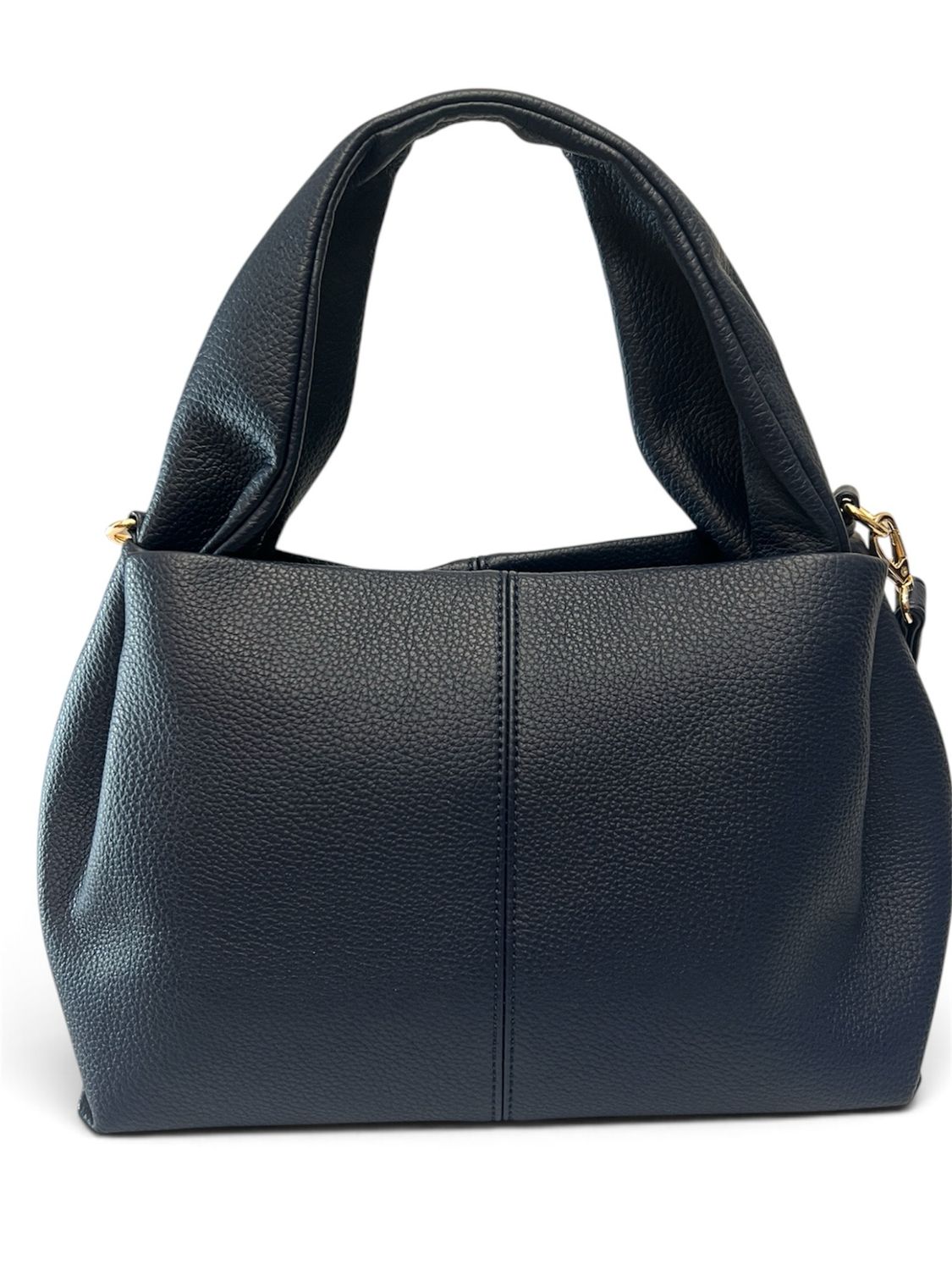 Faux Grained Leather Shoulder Bag - French Navy