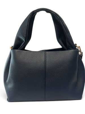 Faux Grained Leather Shoulder Bag - French Navy Faux Grained Leather Shoulder Bag - French Navy